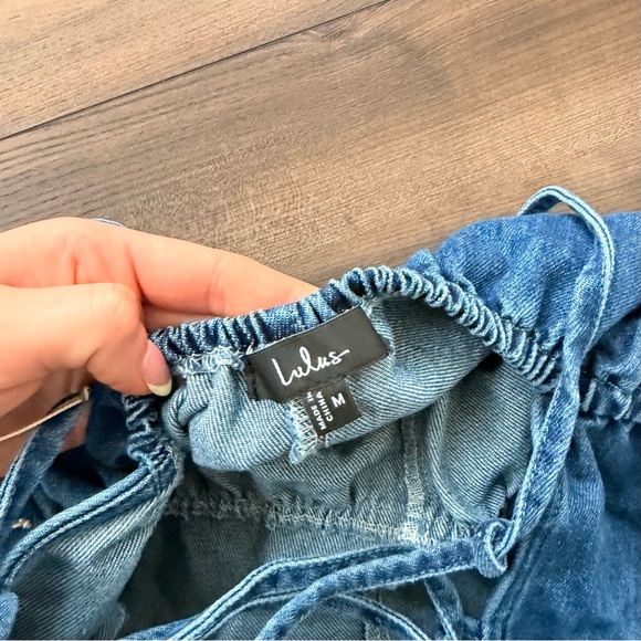 NWT Lulus Feylith Medium Wash Denim Romper - Picture 4 of 4